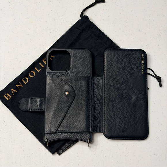 Bandolier Midnight Black Leather iPhone 13 Pro Max Case - Picture 2 of 13